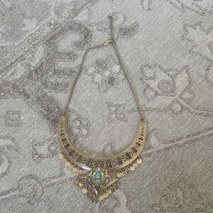 Gold and Turquoise Statement Necklace